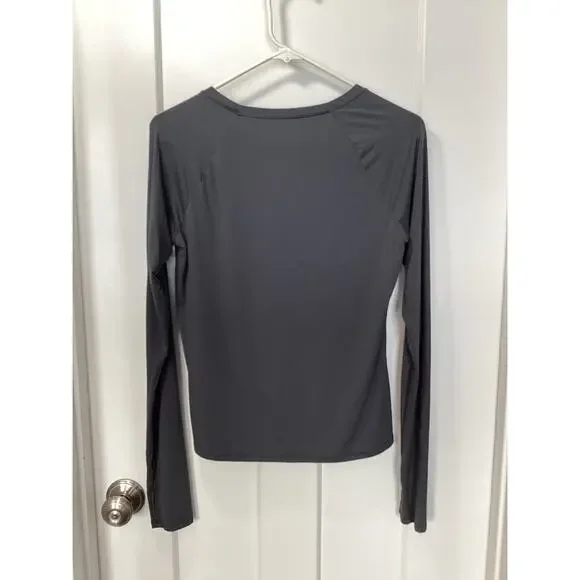 Alo Women's Alosoft Finesse Long Sleeve Top Activewear Yoga Athletic Dark Gray - Picture 7 of 10